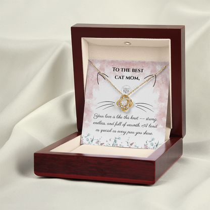 Cat Mom Love Knot Necklace – Cat Lover Gift for Women