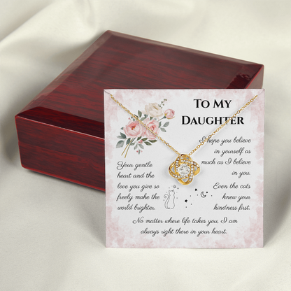 To My Daughter Love Knot Necklace – Cat Lover Daughter Gift
