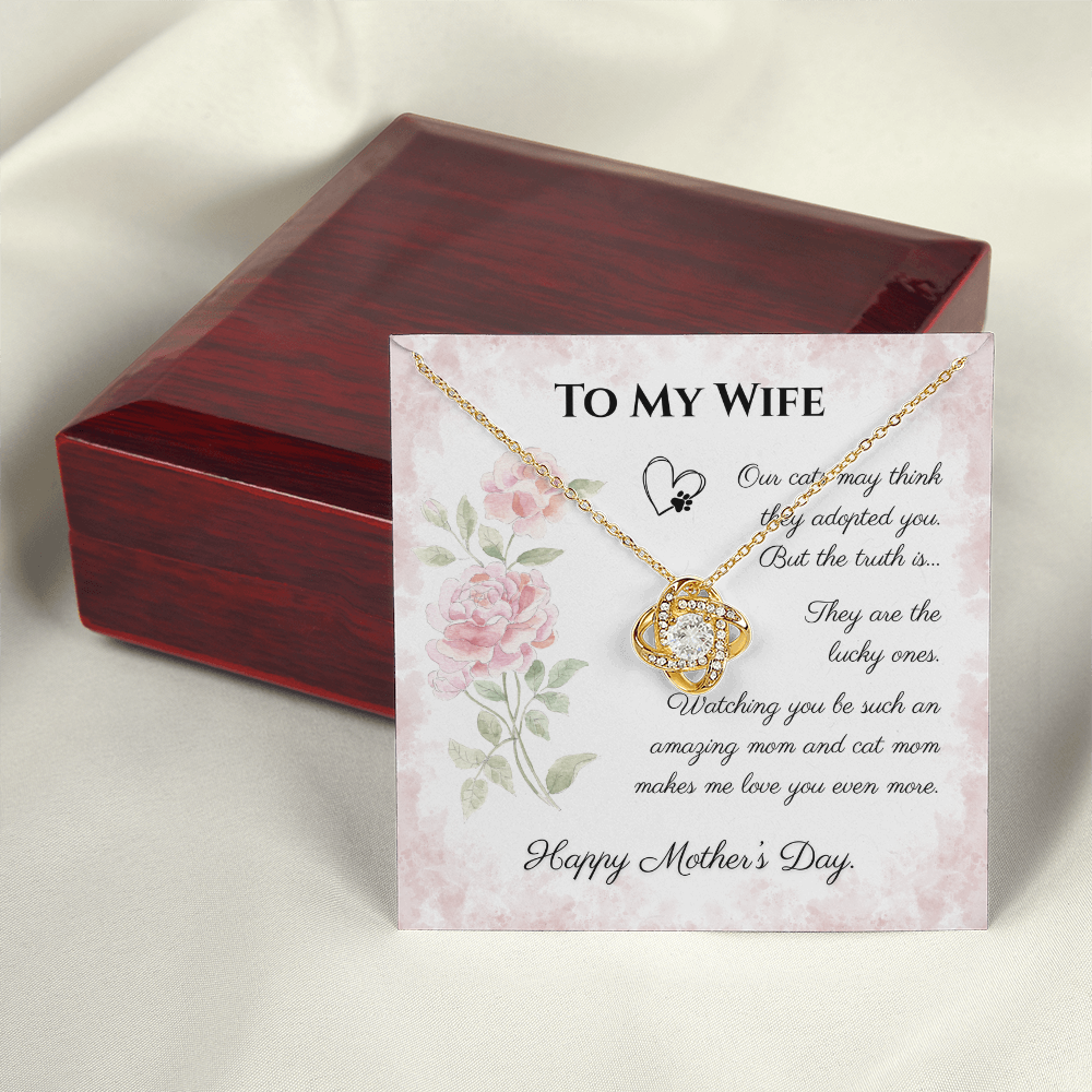 To My Wife Love Knot Necklace | Cat Lover Mother's Day Gift