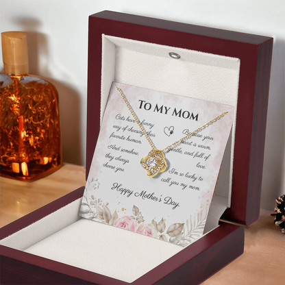 To My Mom Love Knot Necklace | Cat Lover Mother's Day Gift