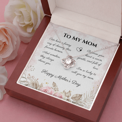 To My Mom Love Knot Necklace | Cat Lover Mother's Day Gift