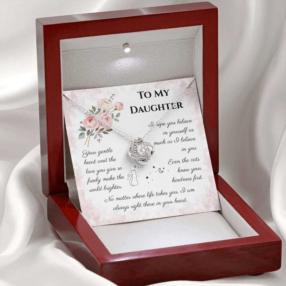 To My Daughter Love Knot Necklace – Cat Lover Daughter Gift