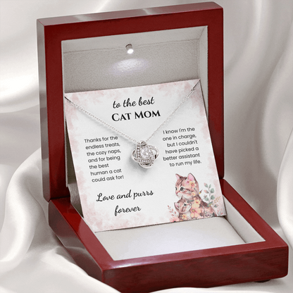 Best Cat Mom Necklace Gift From The Cat | Love Knot Necklace Gift for Cat Moms