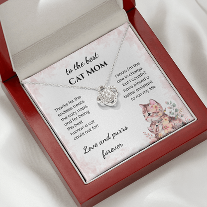 Best Cat Mom Necklace Gift From The Cat | Love Knot Necklace Gift for Cat Moms