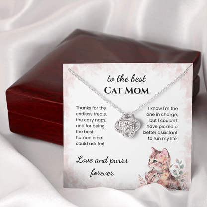 Best Cat Mom Necklace Gift From The Cat | Love Knot Necklace Gift for Cat Moms