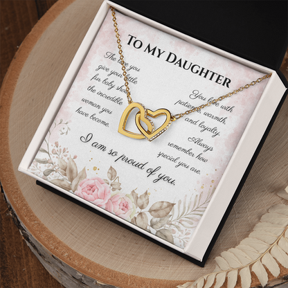 To My Daughter Interlocking Hearts Necklace – Cat Lover Daughter Gift