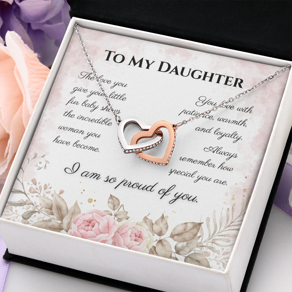To My Daughter Interlocking Hearts Necklace – Cat Lover Daughter Gift