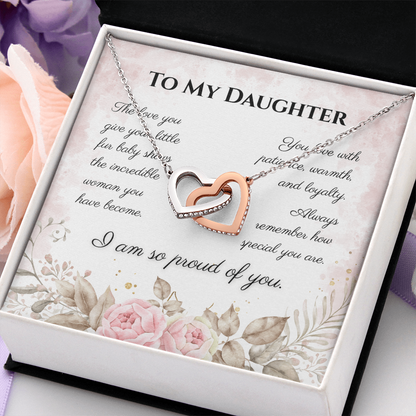 To My Daughter Interlocking Hearts Necklace – Cat Lover Daughter Gift