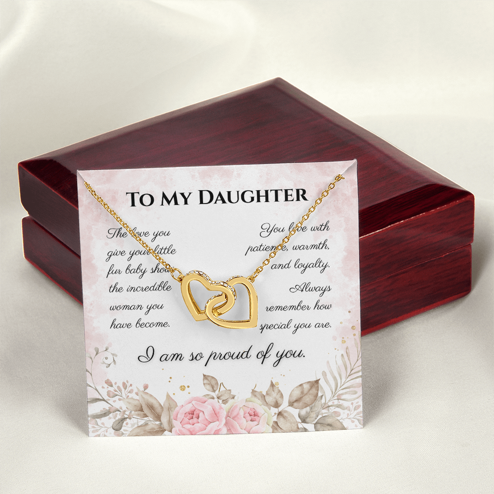 To My Daughter Interlocking Hearts Necklace – Cat Lover Daughter Gift