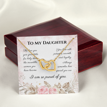 To My Daughter Interlocking Hearts Necklace – Cat Lover Daughter Gift