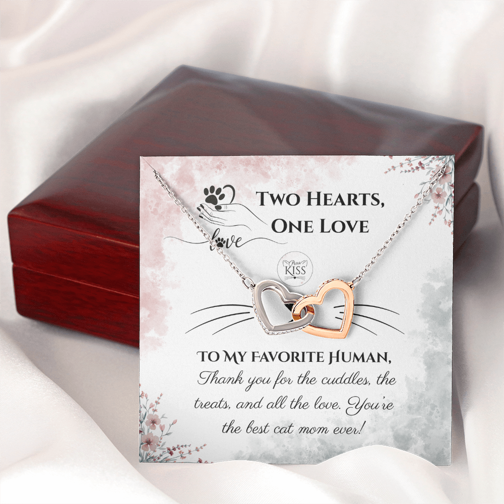Two Hearts, One Love Cat Mom Necklace – From the Cat Gift for Cat Lovers