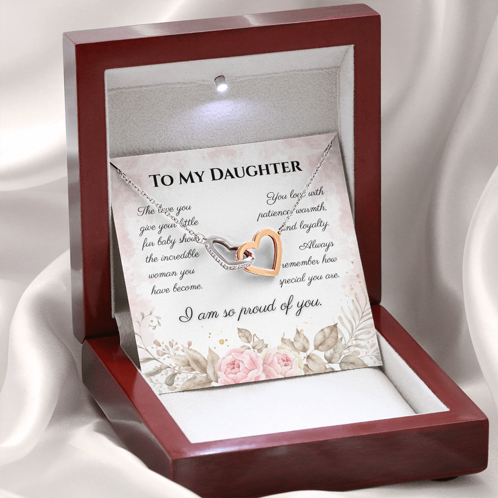 To My Daughter Interlocking Hearts Necklace – Cat Lover Daughter Gift