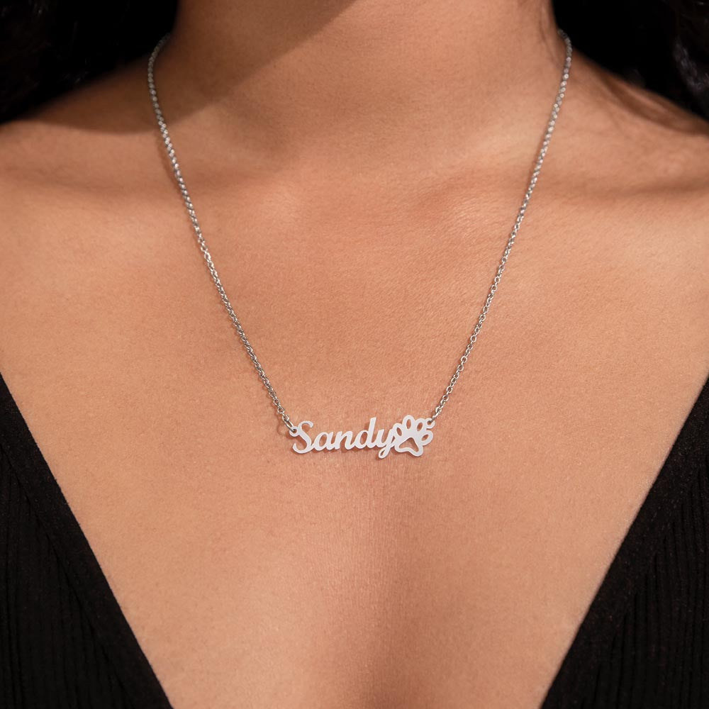 To My Mother – Always Proud Personalized Paw Print Name Necklace | Mother's Day Gift for Cat Moms