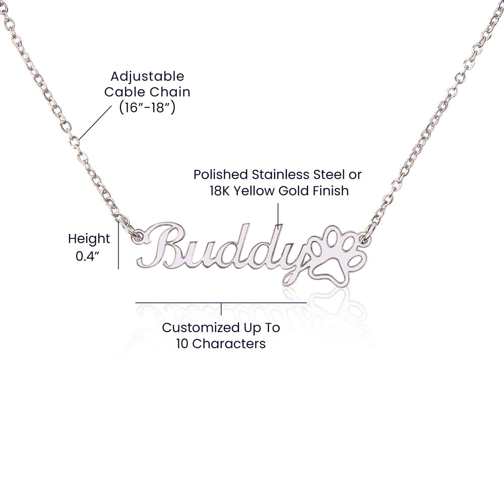 To My Mother – Always Proud Personalized Paw Print Name Necklace | Mother's Day Gift for Cat Moms