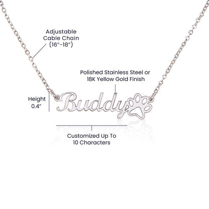 To My Mother – Always Proud Personalized Paw Print Name Necklace | Mother's Day Gift for Cat Moms