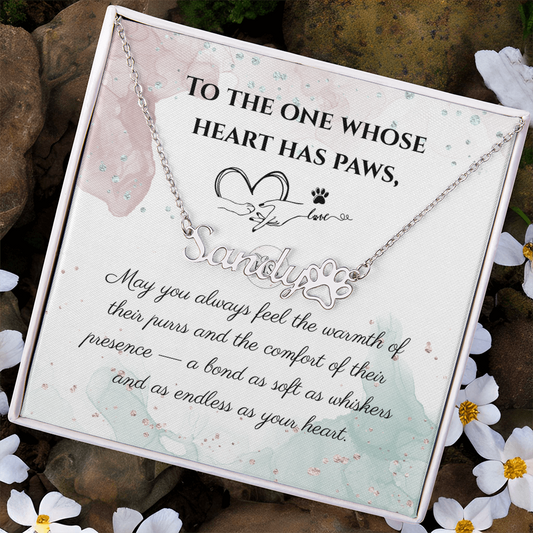 Personalized Paw Print Name Necklace – Custom Cat Lover Gift