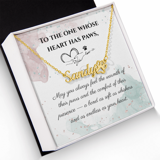 Personalized Paw Print Name Necklace – Custom Cat Lover Gift