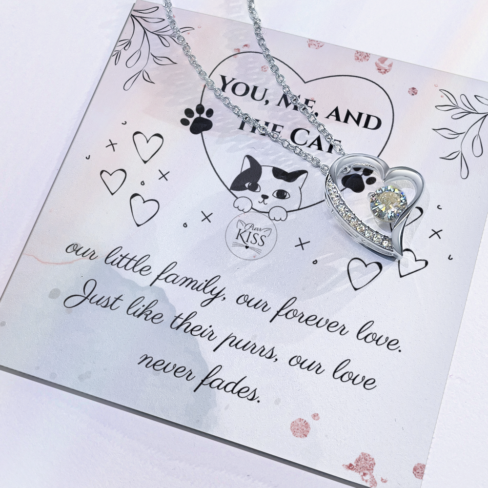 You, Me, and the Cat – Forever Love Necklace for Cat Lovers, Couples & Cat Moms