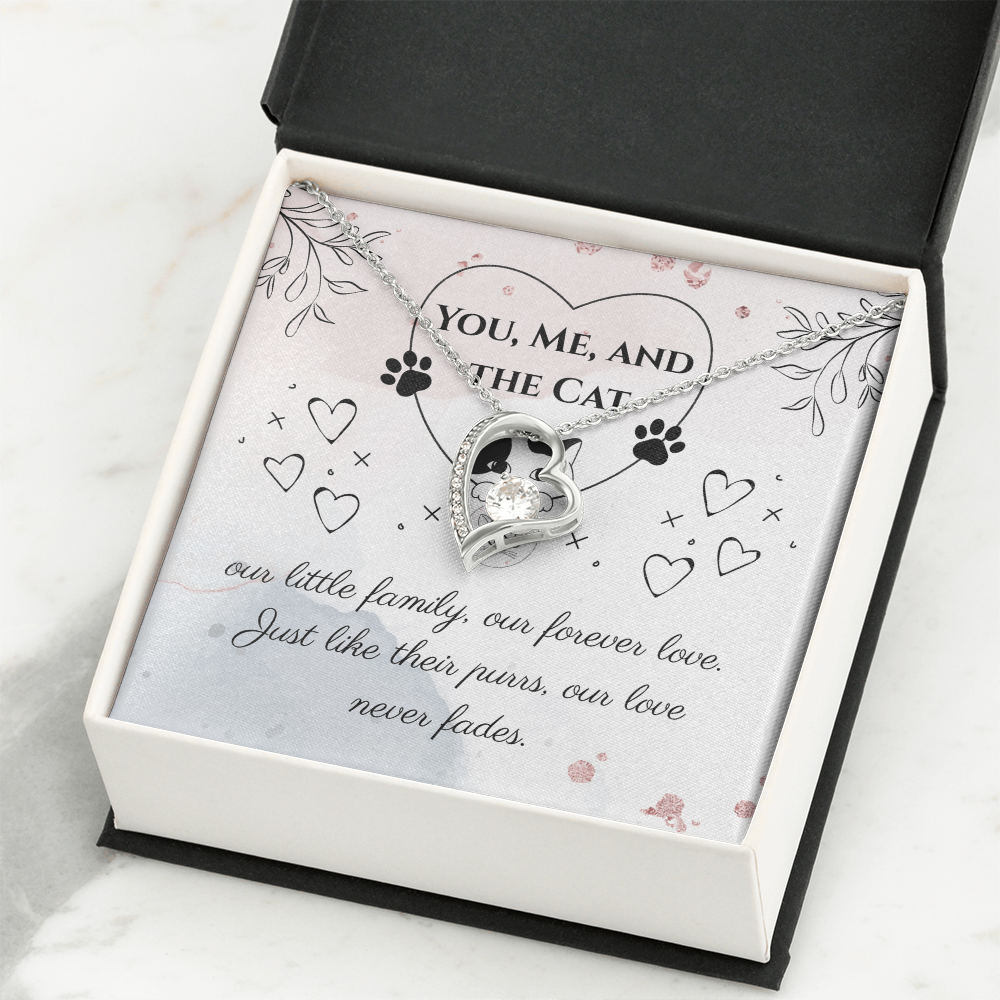 You, Me, and the Cat – Forever Love Necklace for Cat Lovers, Couples & Cat Moms