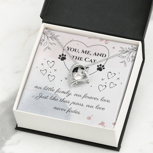You, Me, and the Cat – Forever Love Necklace for Cat Lovers, Couples & Cat Moms