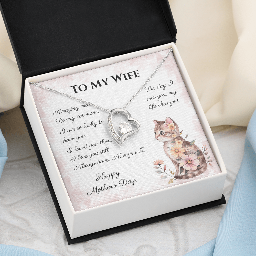 To My Wife – Always Yours Forever Love Necklace | Mother's Day Gift for Cat Moms