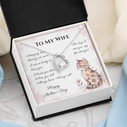 To My Wife – Always Yours Forever Love Necklace | Mother's Day Gift for Cat Moms