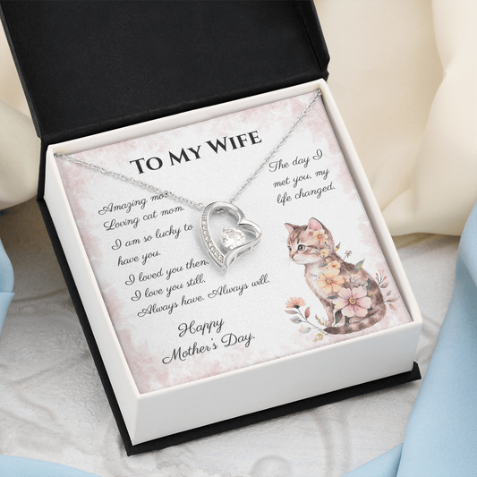 To My Wife – Always Yours Forever Love Necklace | Mother's Day Gift for Cat Moms