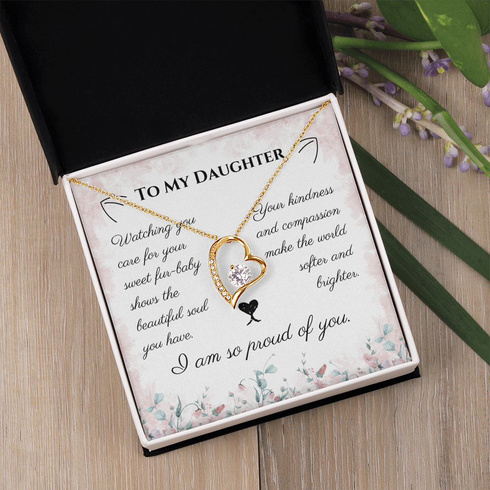To My Daughter Forever Love Necklace – Cat Lover Daughter Gift