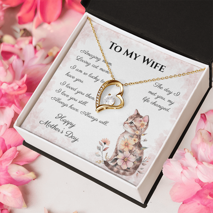 To My Wife – Always Yours Forever Love Necklace | Mother's Day Gift for Cat Moms
