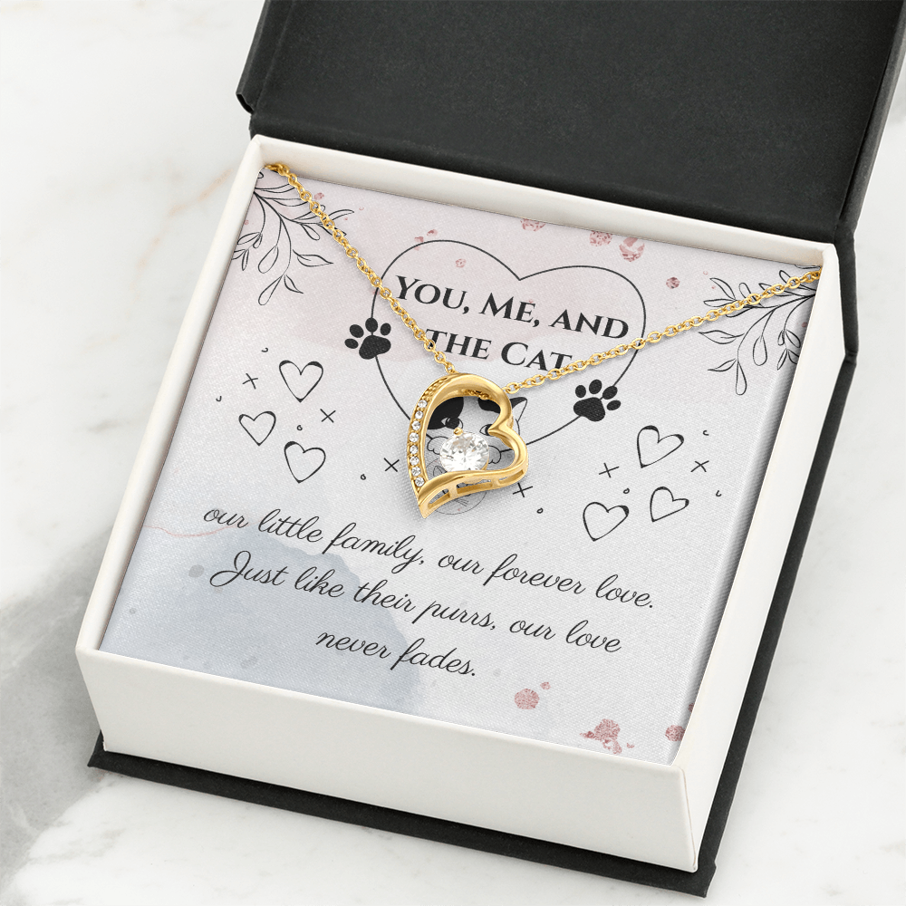 You, Me, and the Cat – Forever Love Necklace for Cat Lovers, Couples & Cat Moms