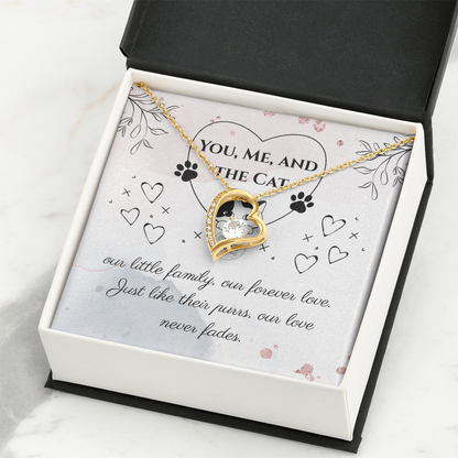 You, Me, and the Cat – Forever Love Necklace for Cat Lovers, Couples & Cat Moms