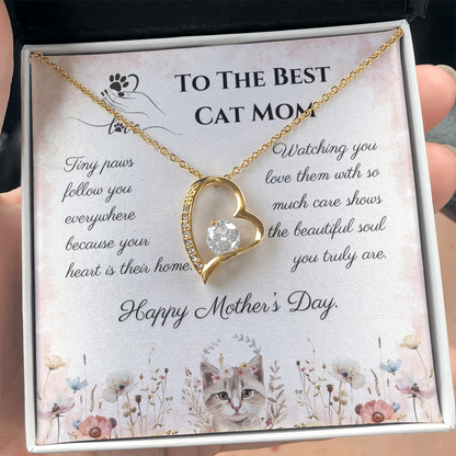 To The Best Cat Mom Forever Love Necklace | Cat Lover Mother's Day Gift